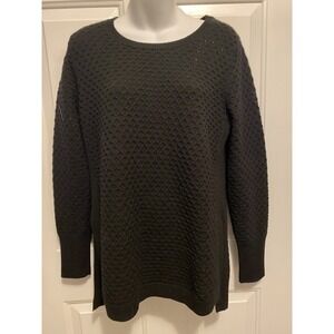 Athleta Womens Sweater Solid Black Merino Wool Blend Heavyweight Pullover Medium